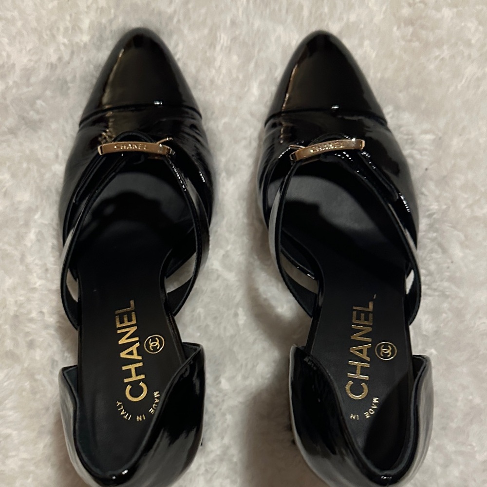 Chanel Black Patent Leather Heels